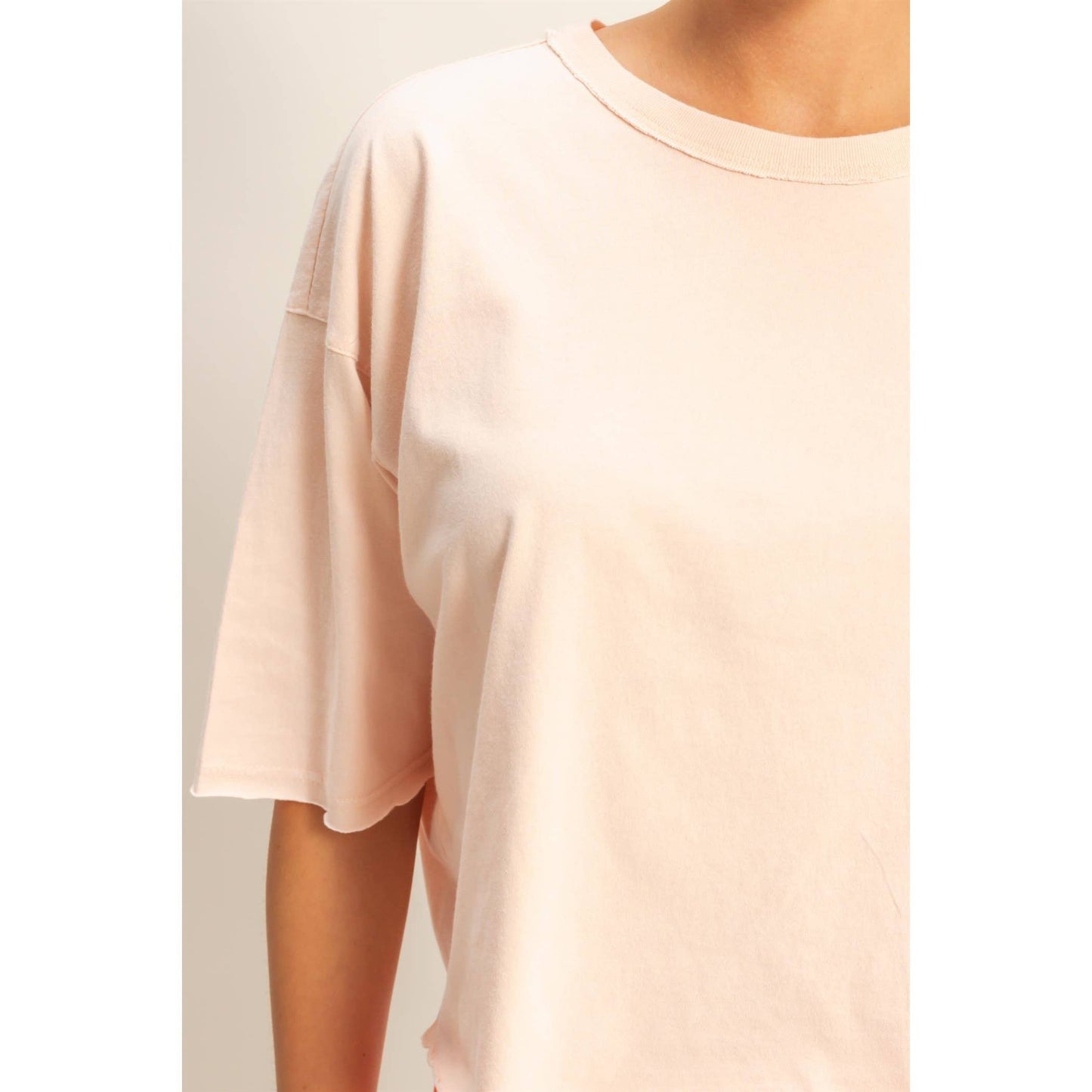 Drop Shoulder Crew Neck Wide Fit Tee: OFF WHITE