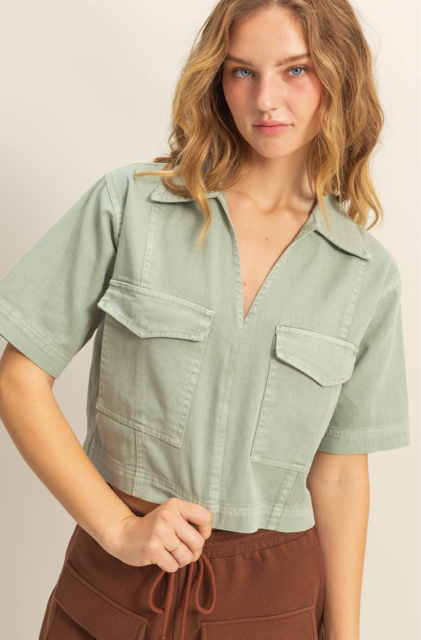 Spring Short Sleeve Denim Shirts: BLACK