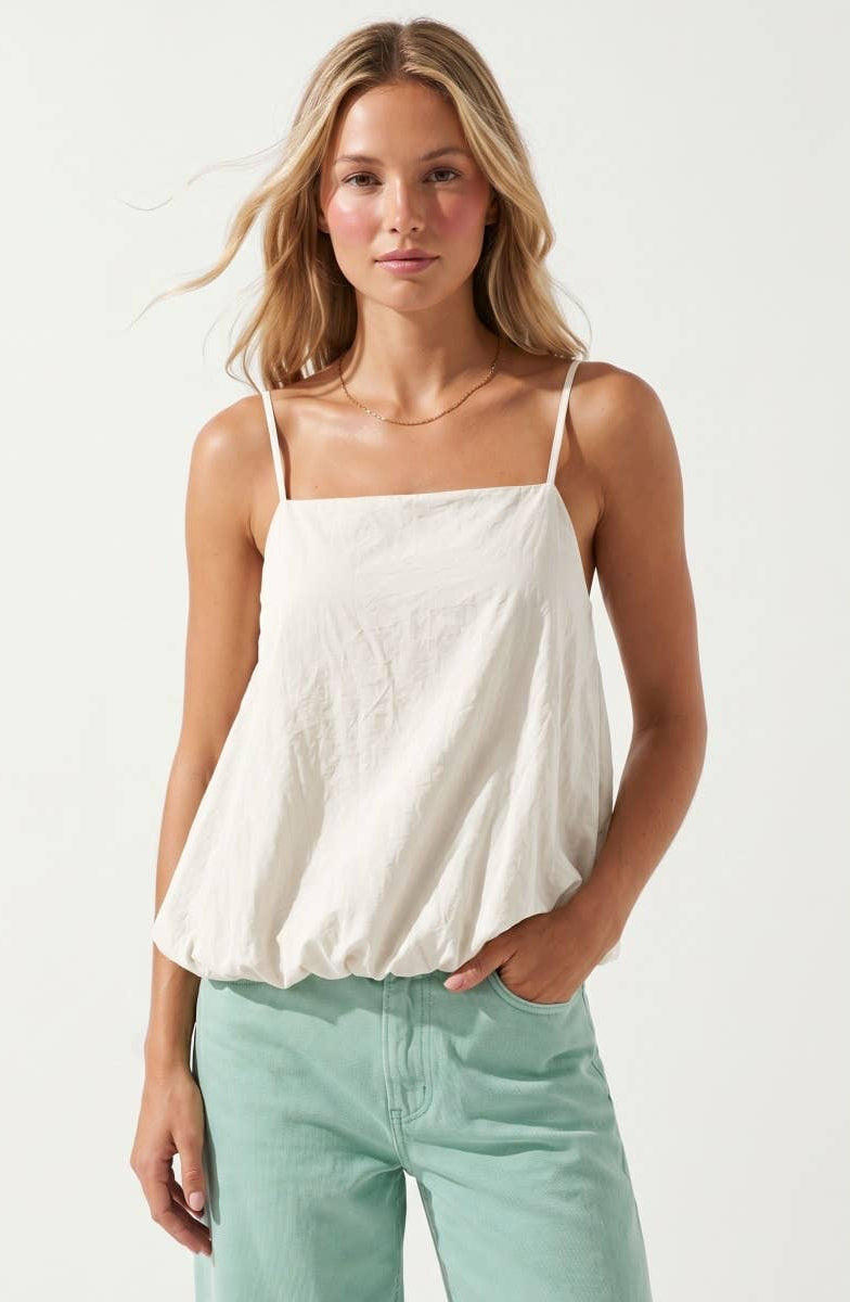 Billowy Cami Top With Bubble Hem: Off White – DylanMarie