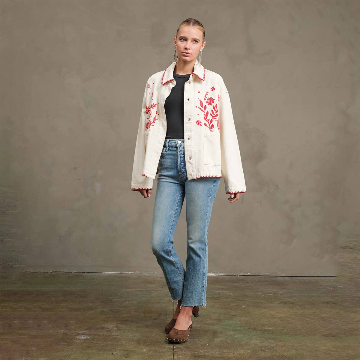 Embroidered Folk Jacket: CREAM