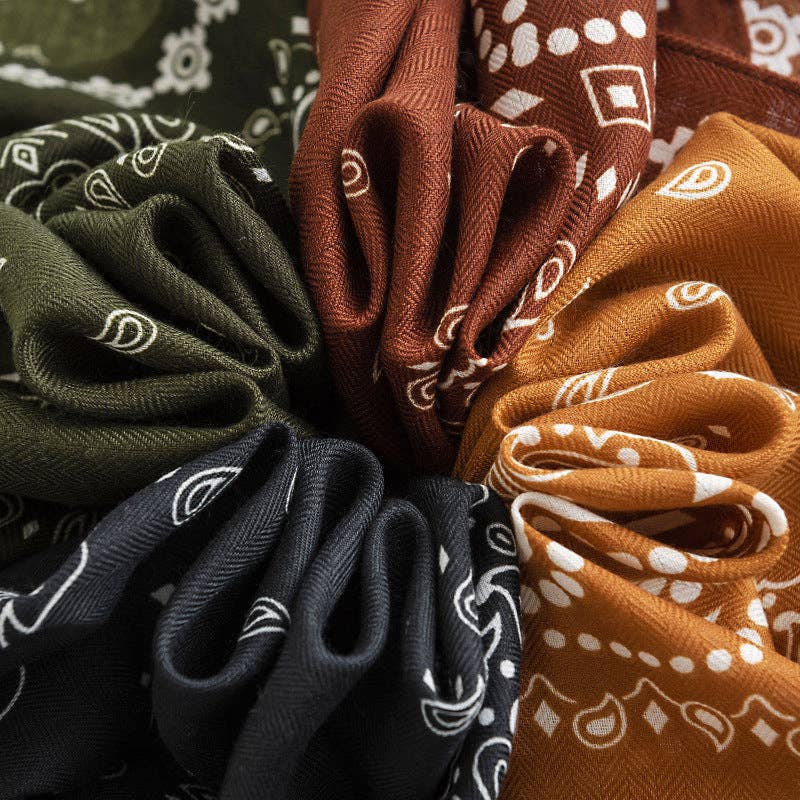 Scarvii - Paisley Square Scarf: Navy / Teal