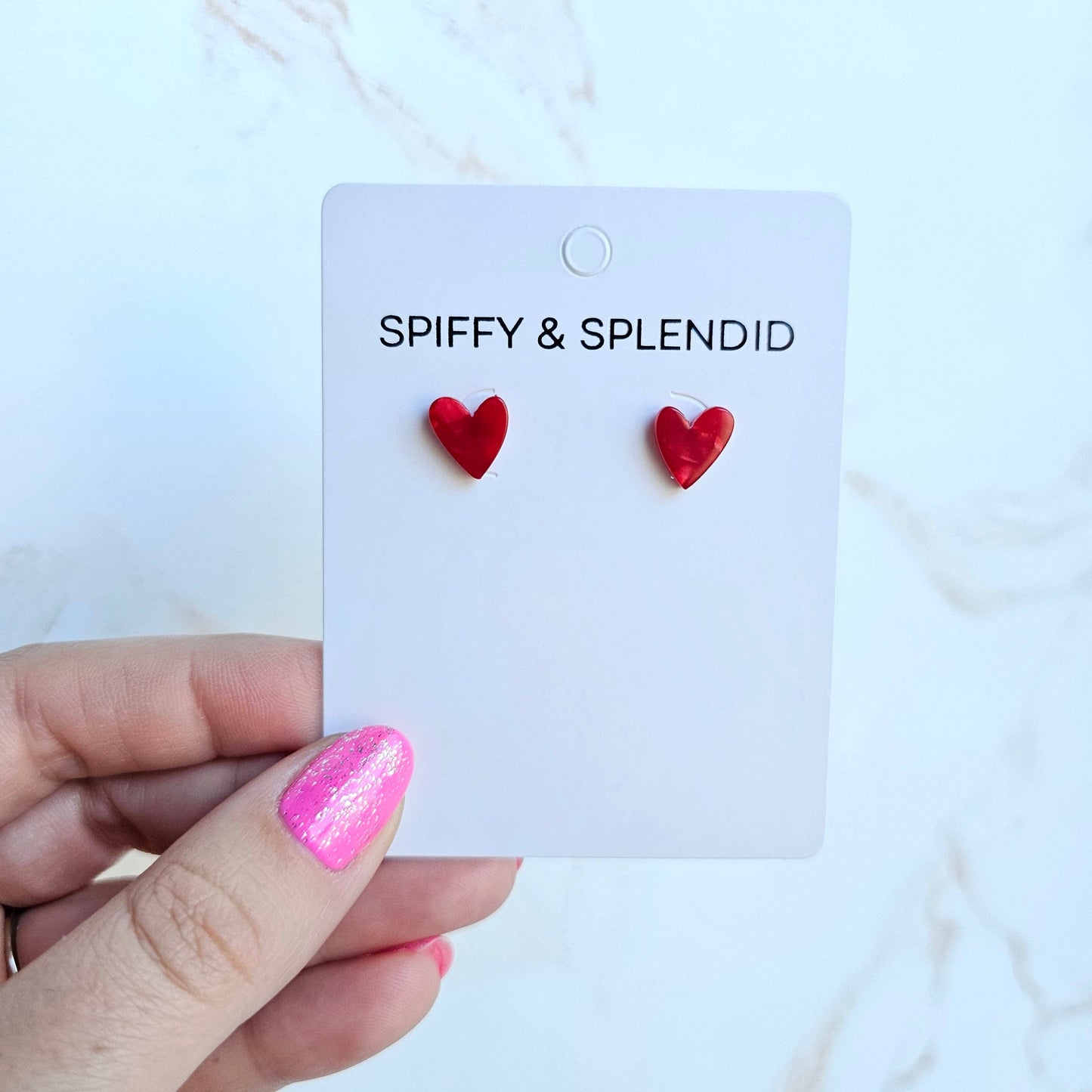 Hand Drawn Heart Studs - Red // Jewelry, Earrings, Valentines