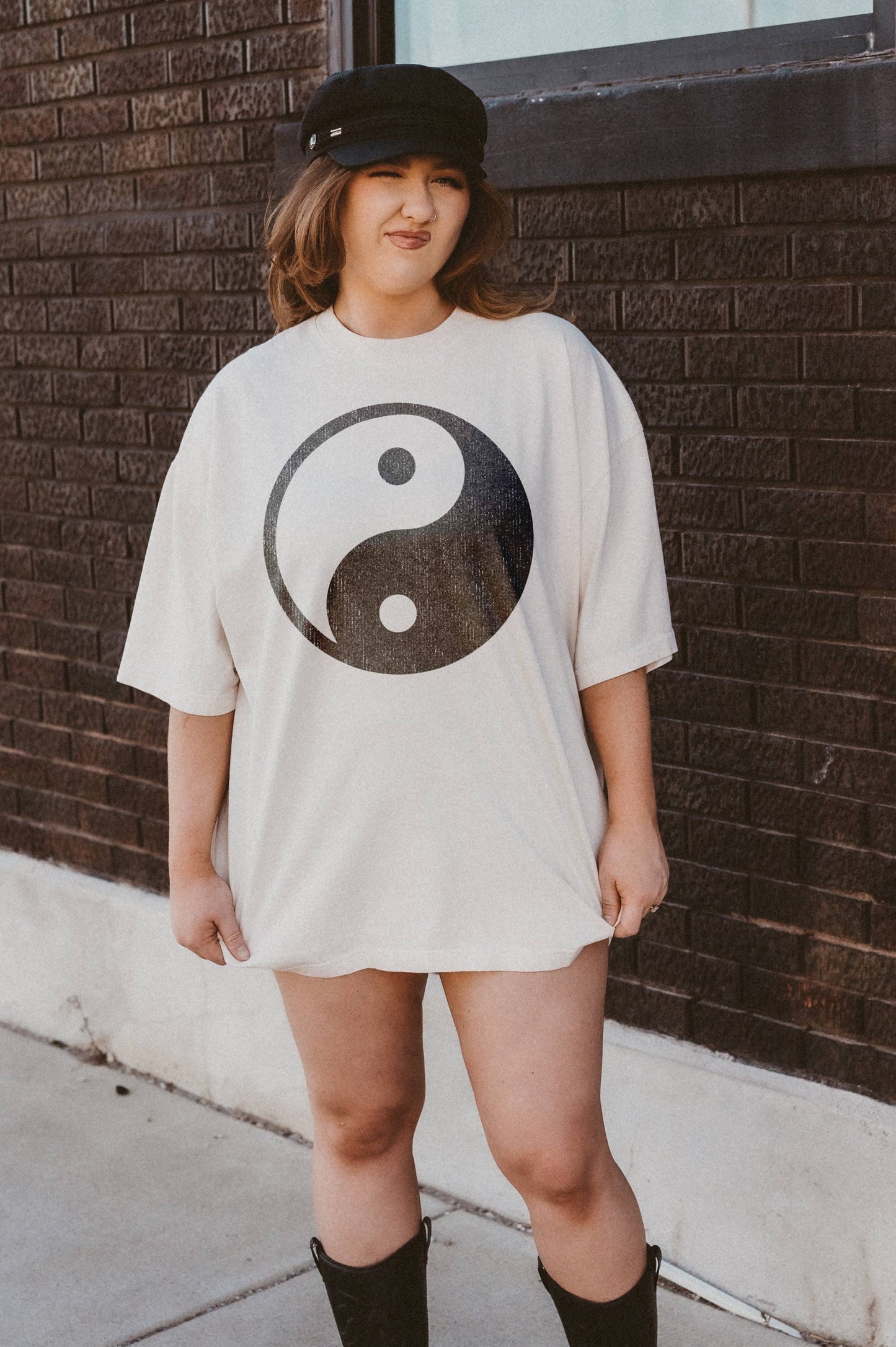 Yin Yang Boho Graphic Tee - Ivory