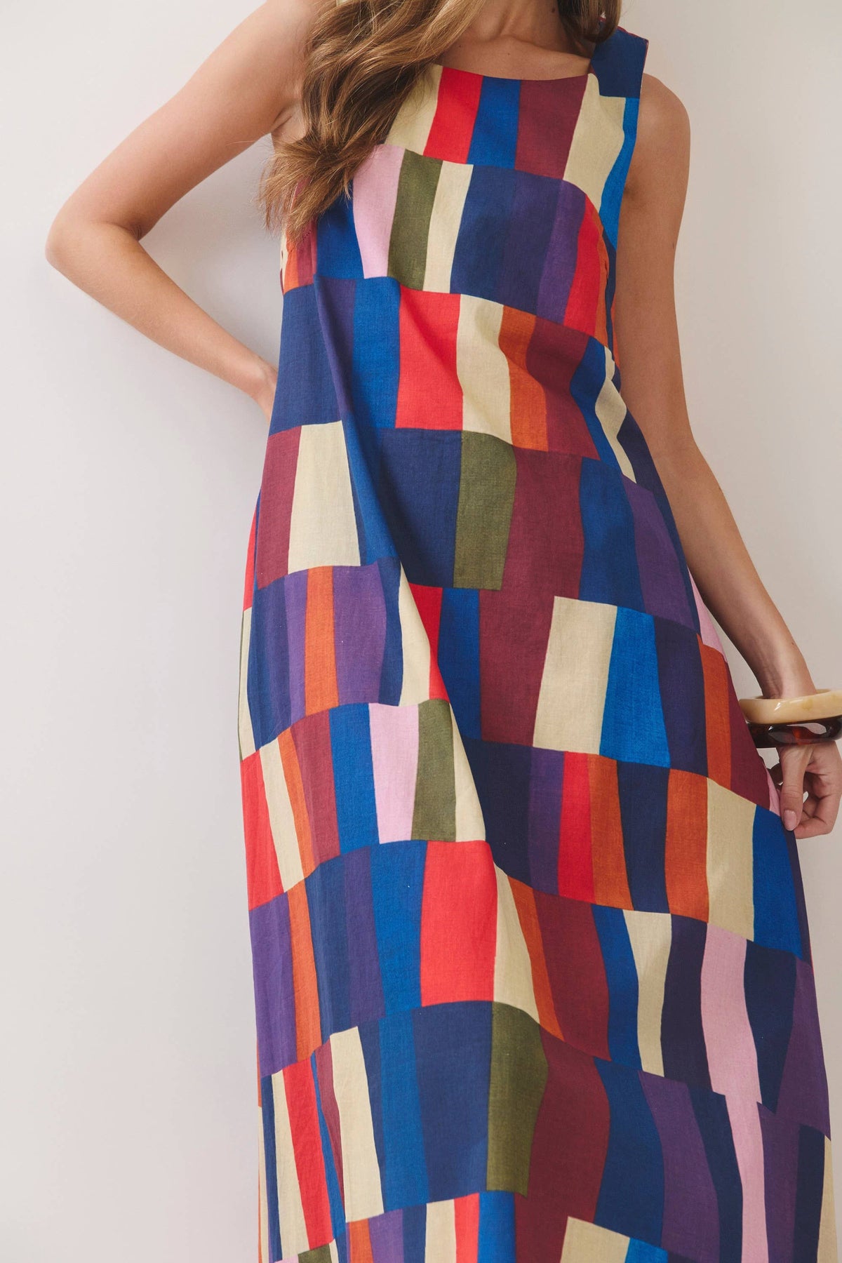 Geometric Print Maxi Dress: MULTI