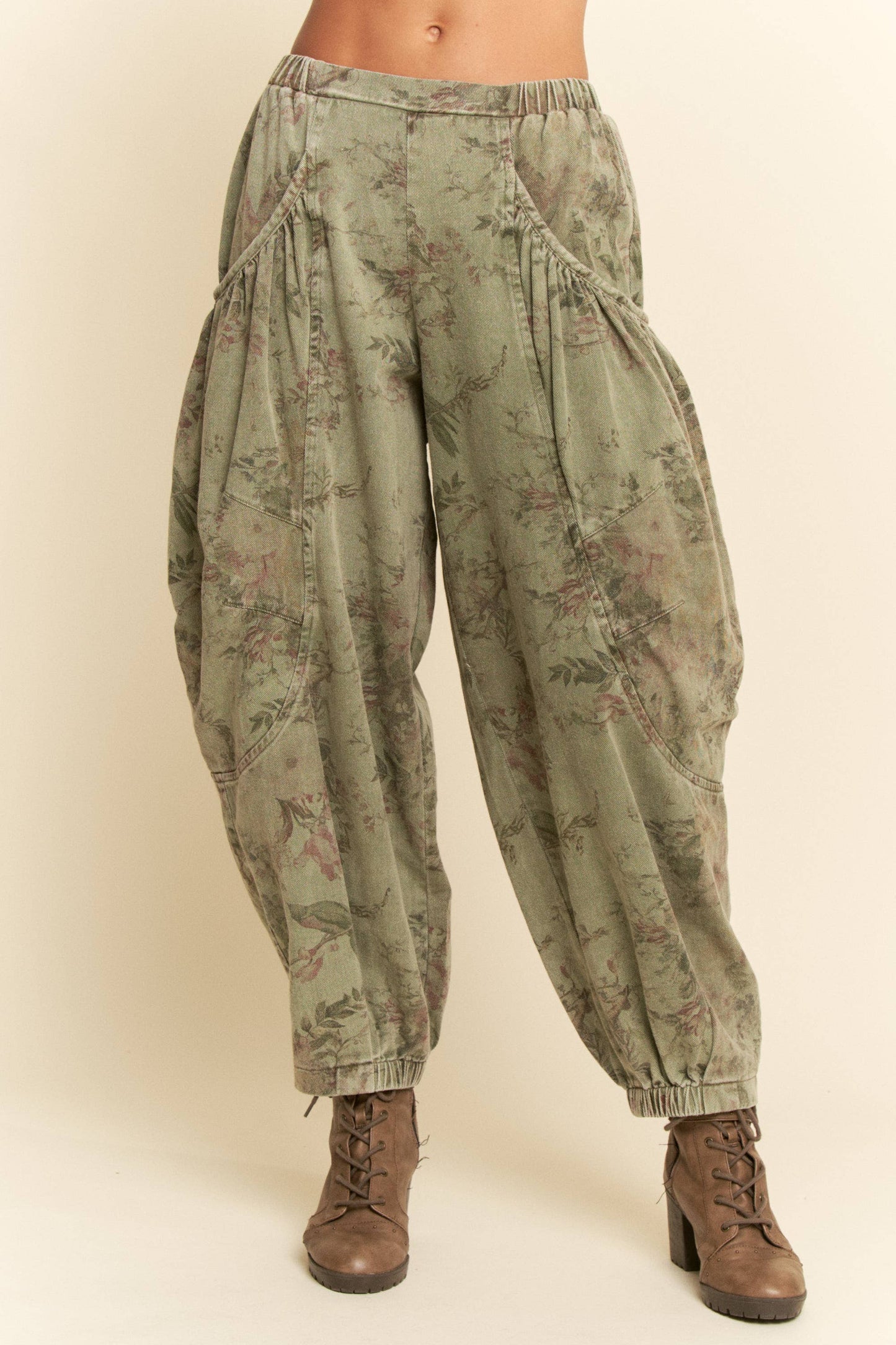 OLIVE FLOWER DENIM: Olive