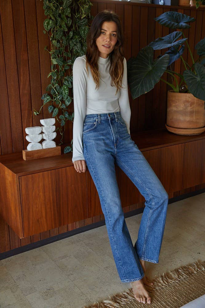 Perfect Layering Turtleneck Long Sleeve Top: Ivory