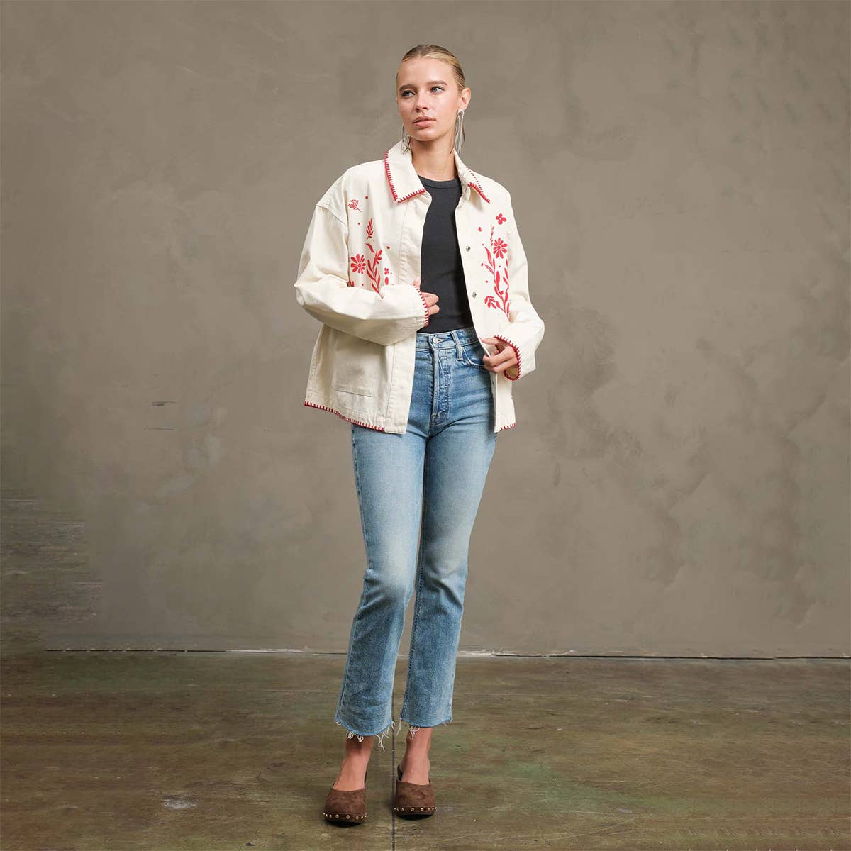 Embroidered Folk Jacket: CREAM