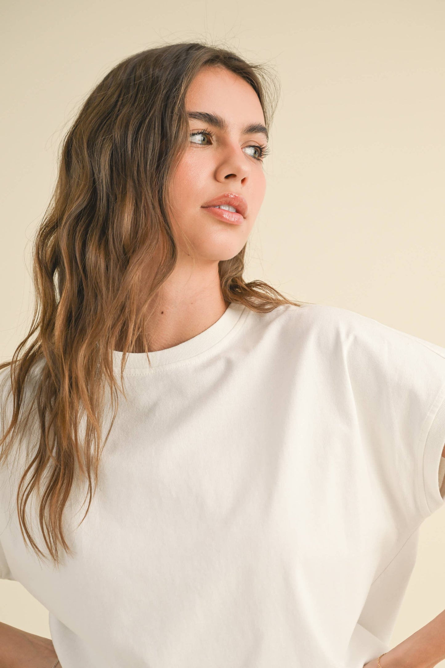 WASHED SHORT SLEEVE TOP: White