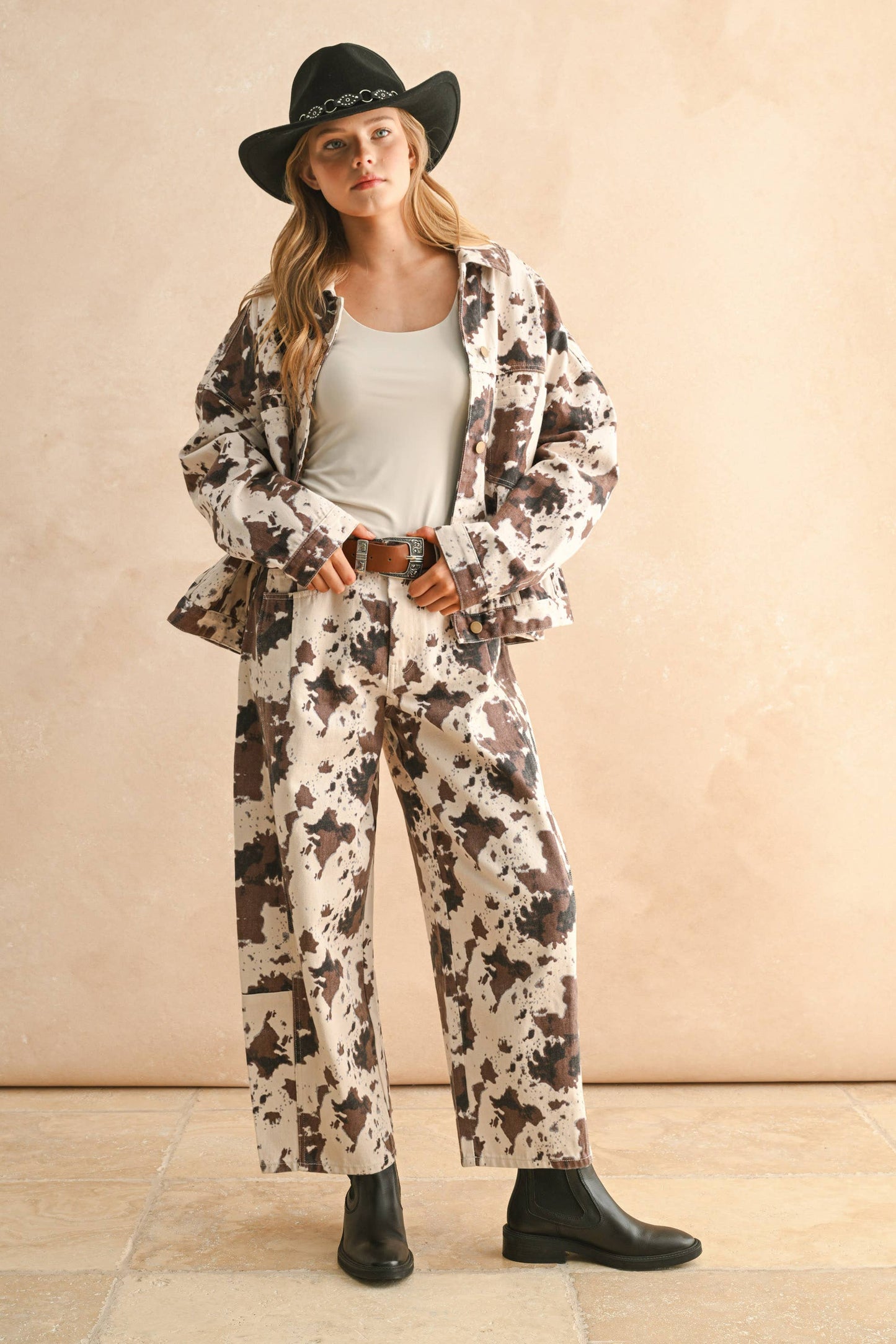 SPLATTERED SWING JACKET: BROWN MULTI