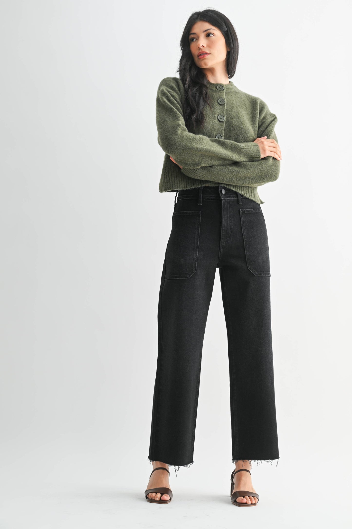 High Rise Utility Wide Leg - BLACK
