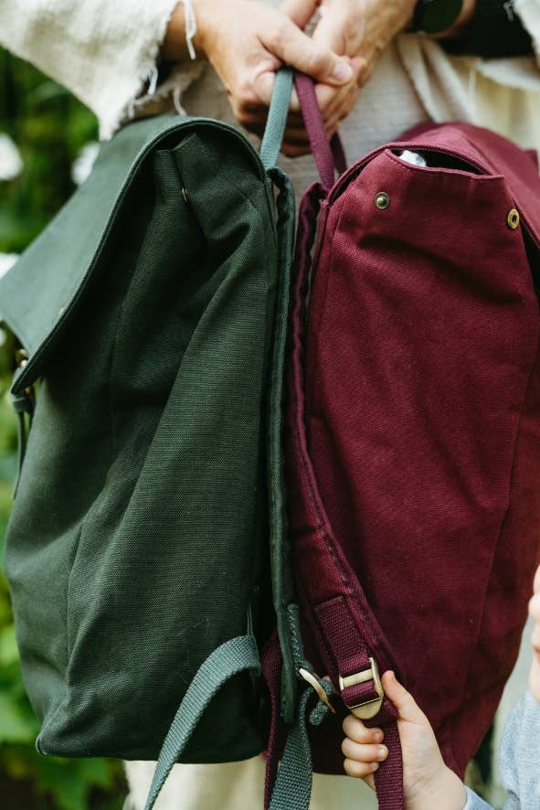 Organic Backpack - Large: Striped purple