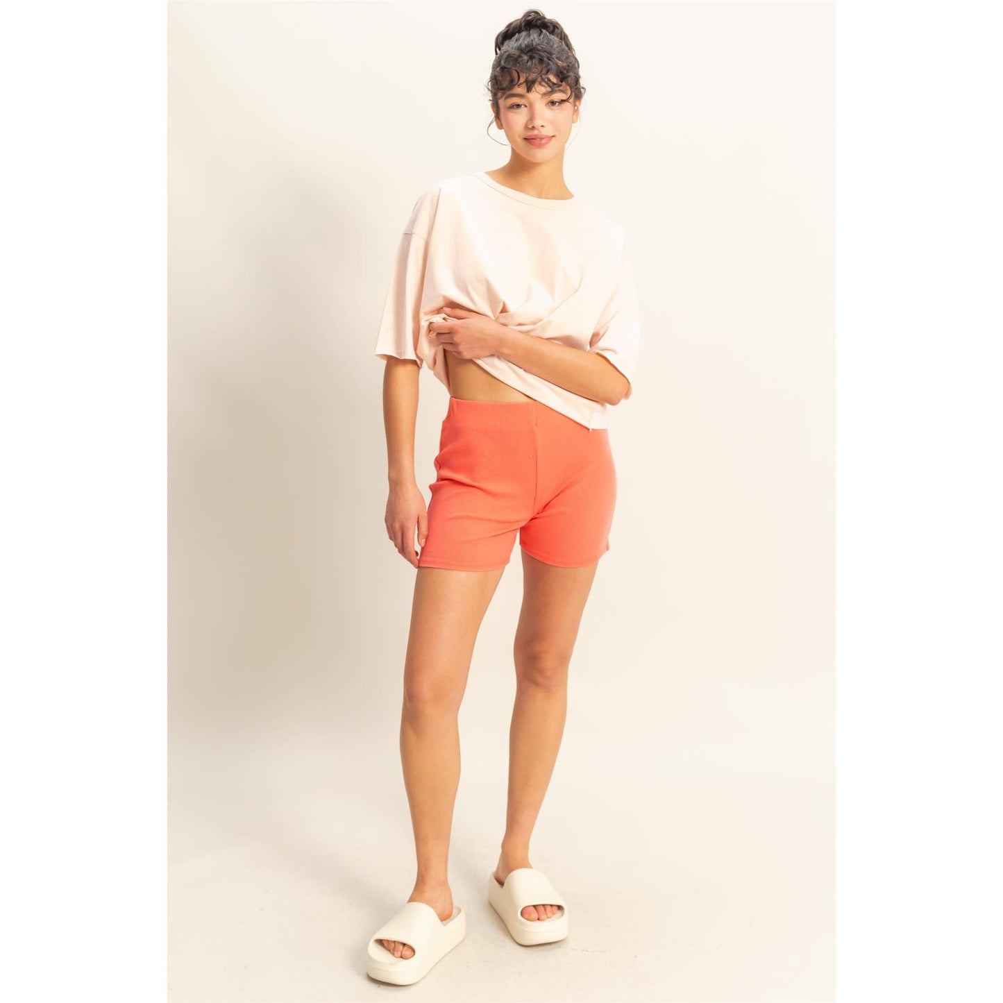 Drop Shoulder Crew Neck Wide Fit Tee: OFF WHITE