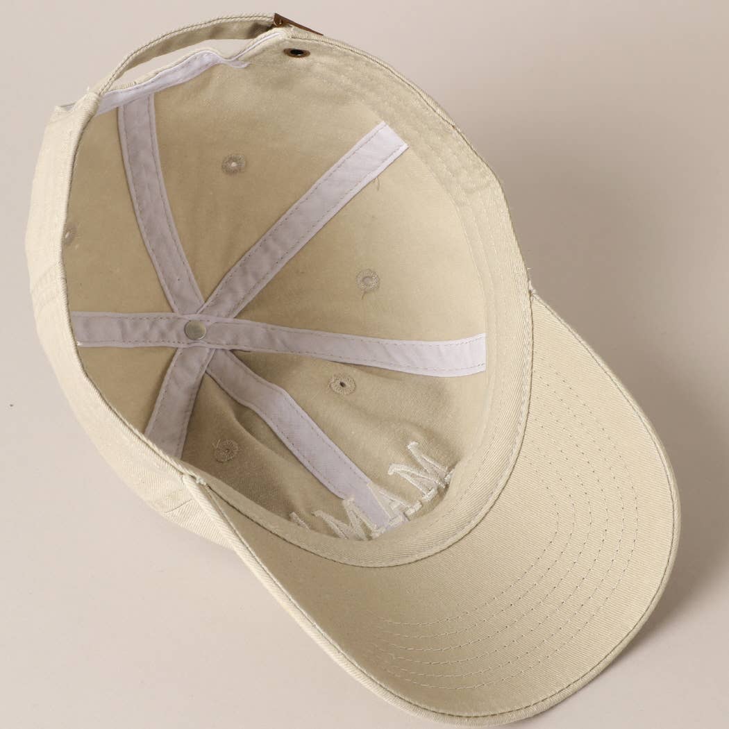MAMA Embroidered Cotton Baseball Cap: SAND