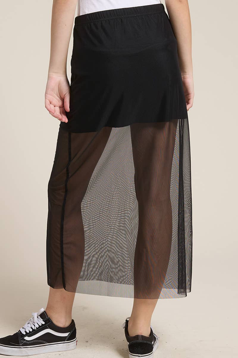 SHEER MAXI SKIRT: BLACK