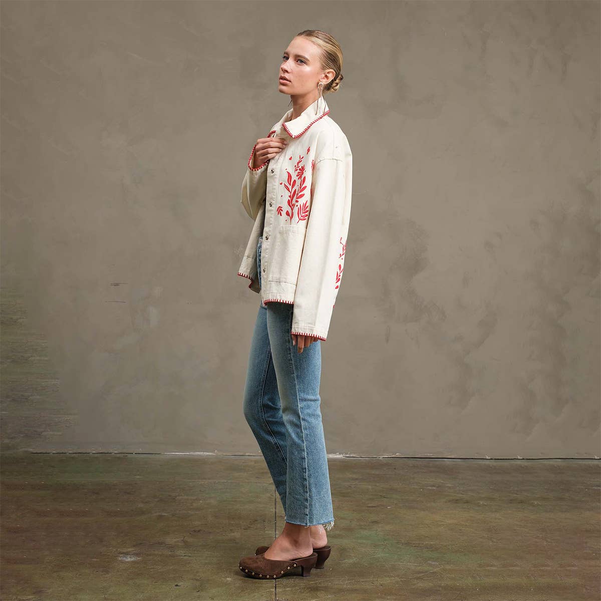 Embroidered Folk Jacket: CREAM
