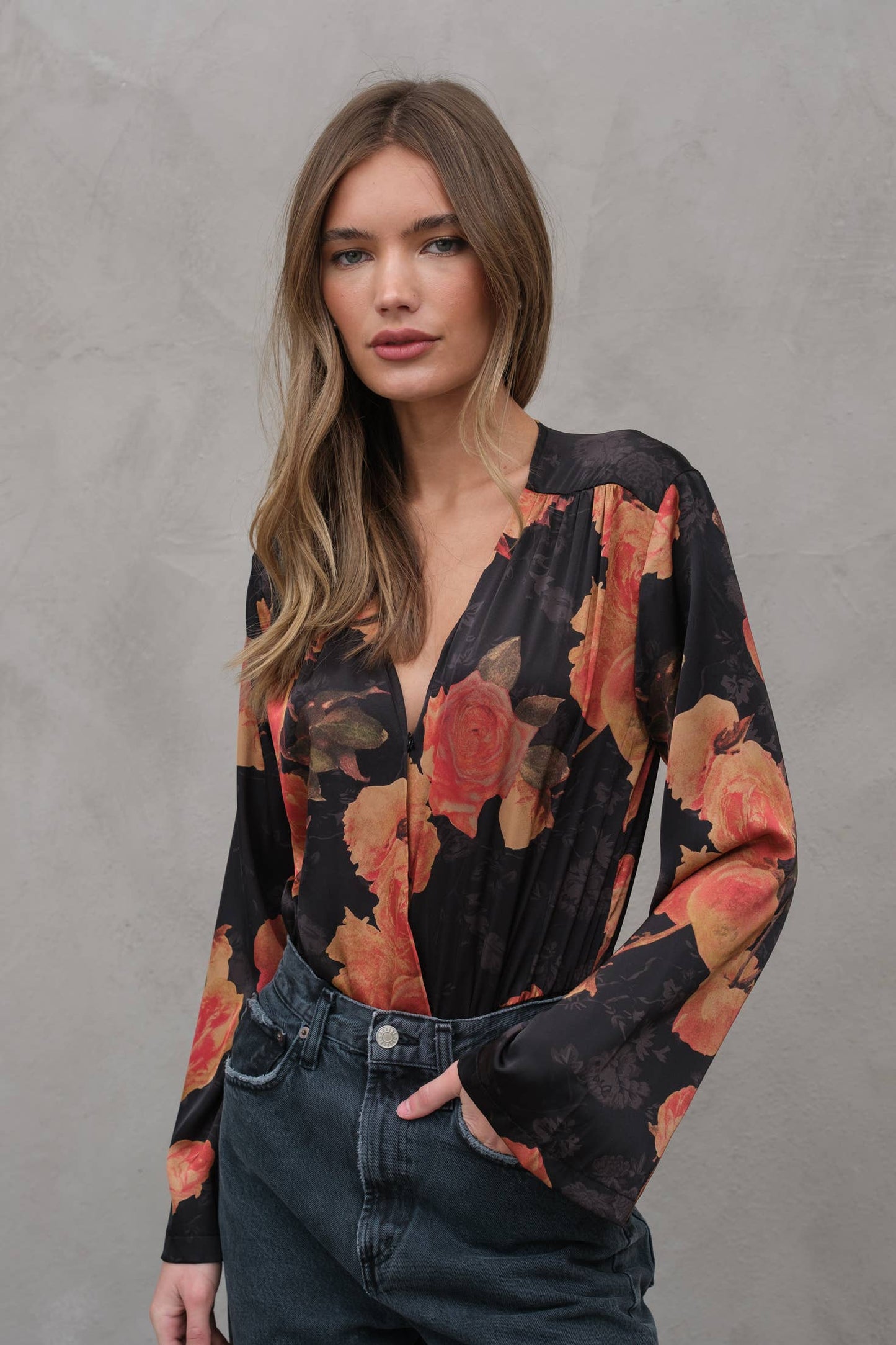 Floral Bodysuit: Black Floral