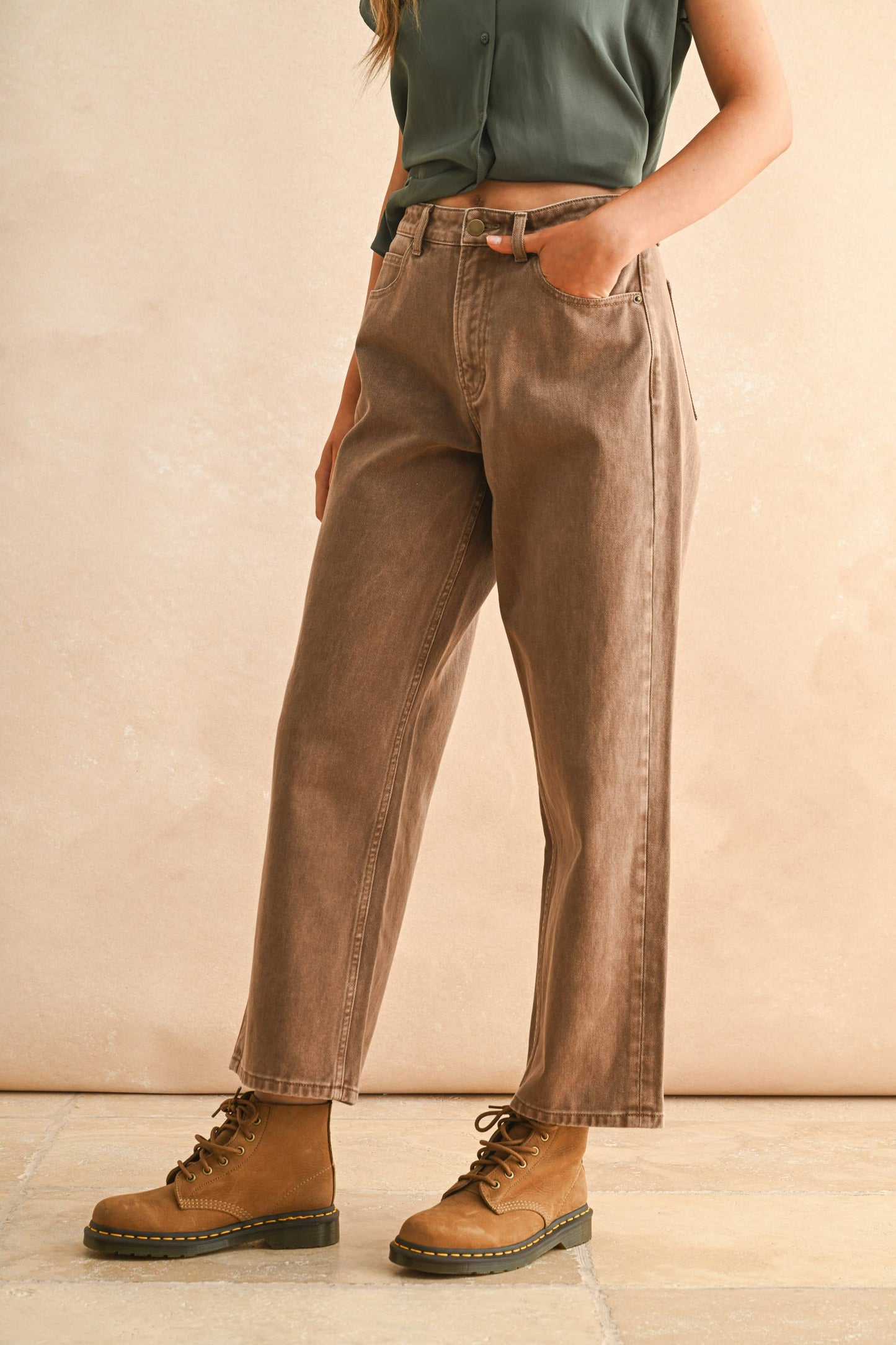 WASHED COLOR PANTS: MOCHA