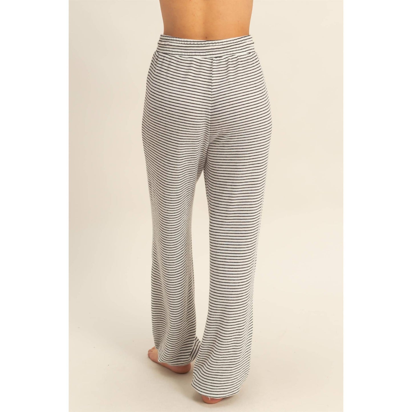 Striped Drawstring Lounge Jogger Pants: WHITE/BLACK