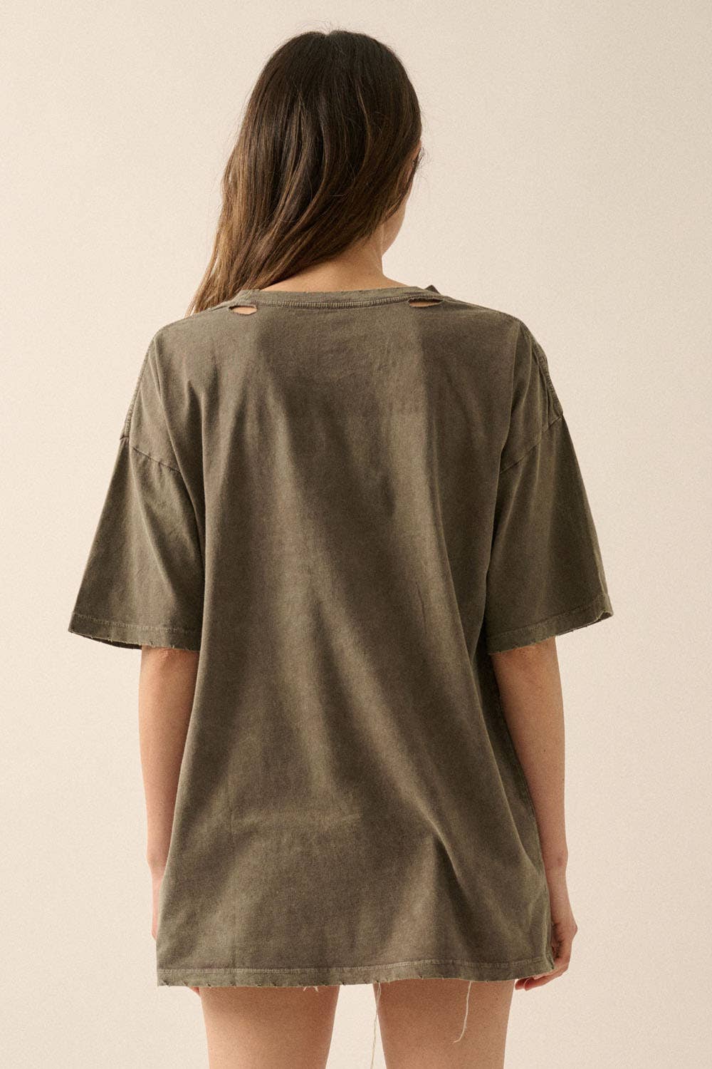 Cat Photos Distressed Oversize Graphic Tee: Iron