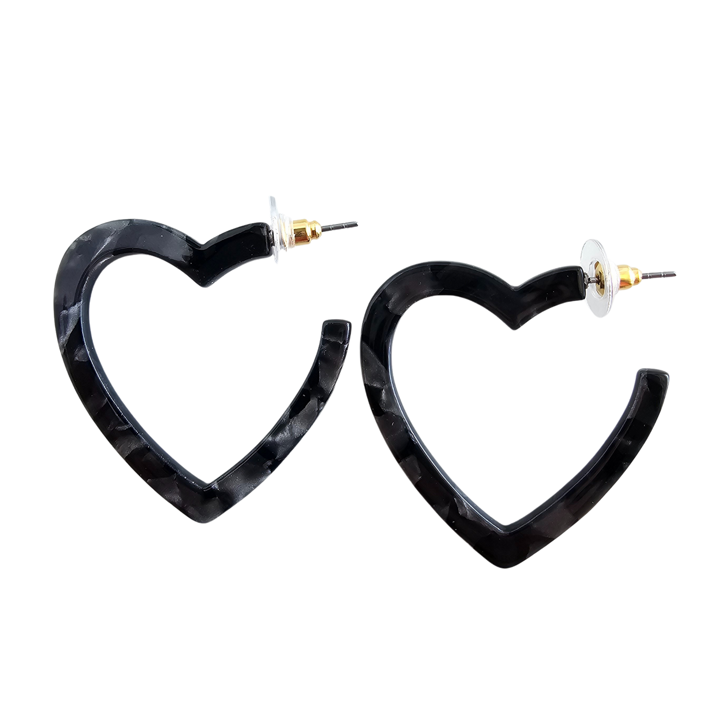 Heart Hoops - Black // Valentine's Earrings