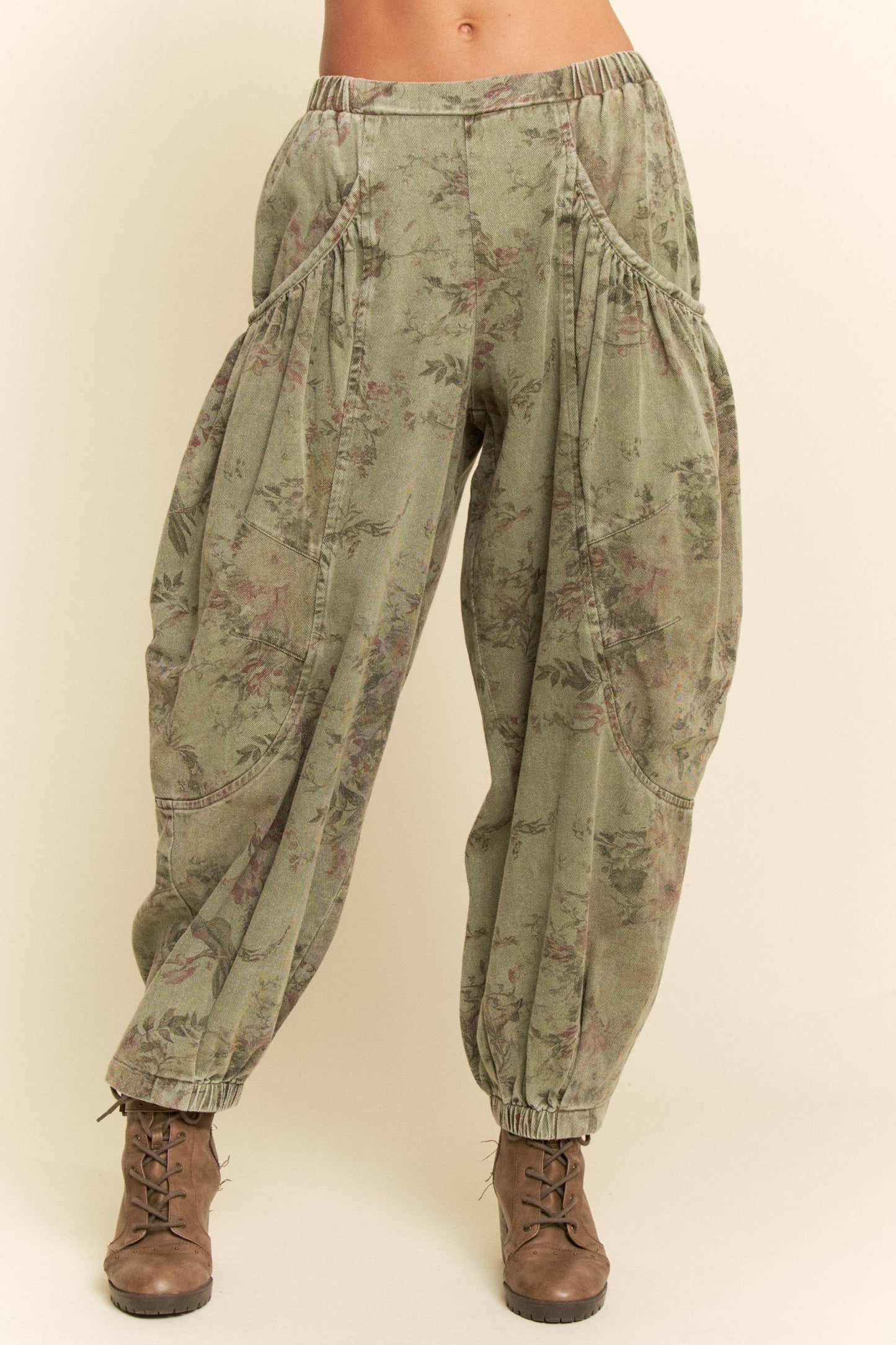 OLIVE FLOWER DENIM: Olive