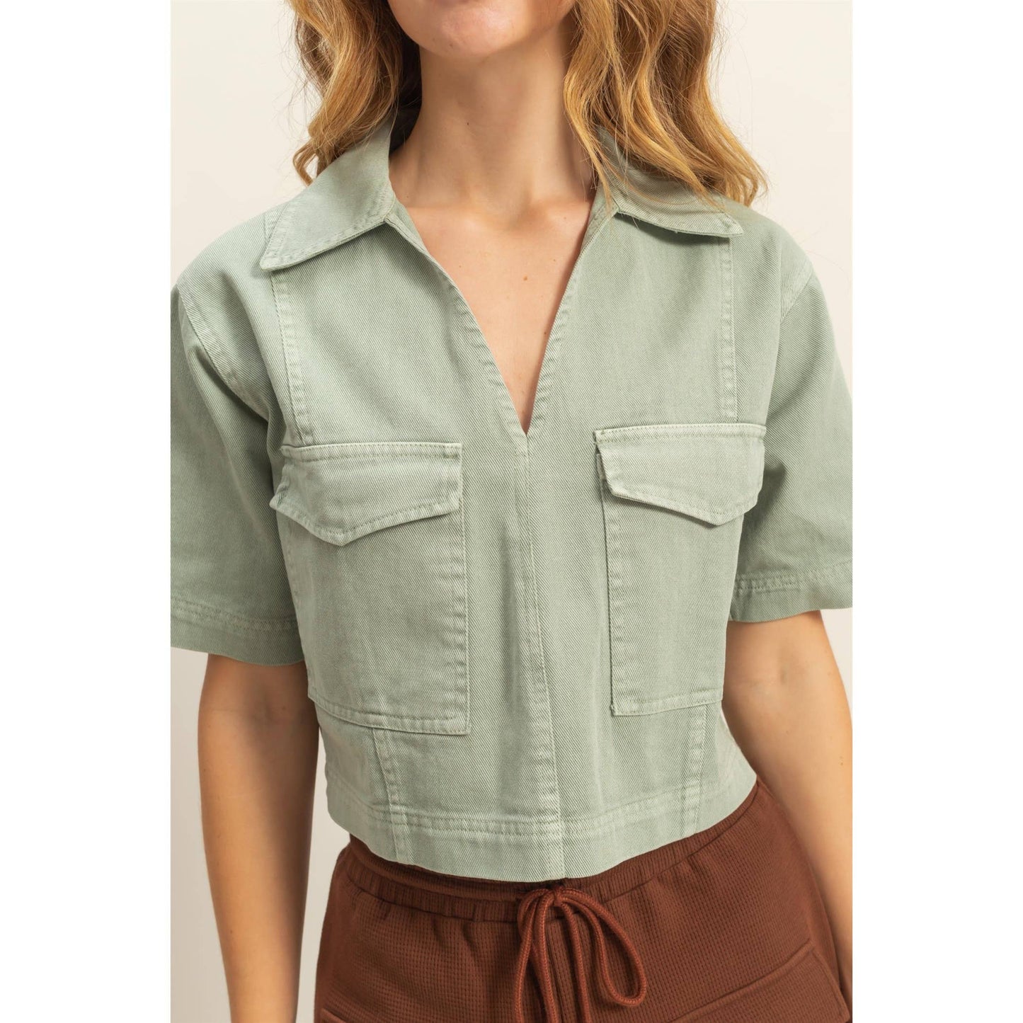 Spring Short Sleeve Denim Shirts: BLACK