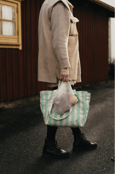 Organic Tote LOW - Striped : Brown