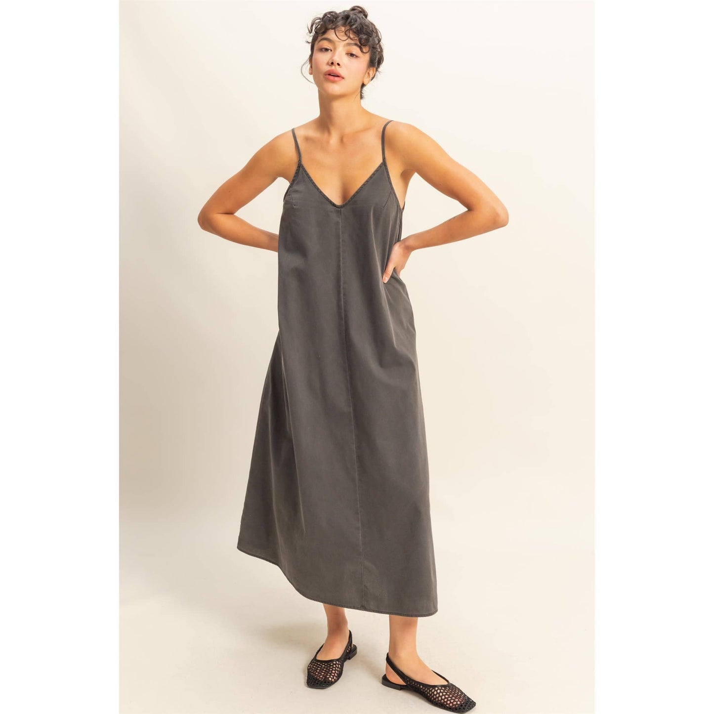 Dyed Maxi Dress: DENIM BLACK