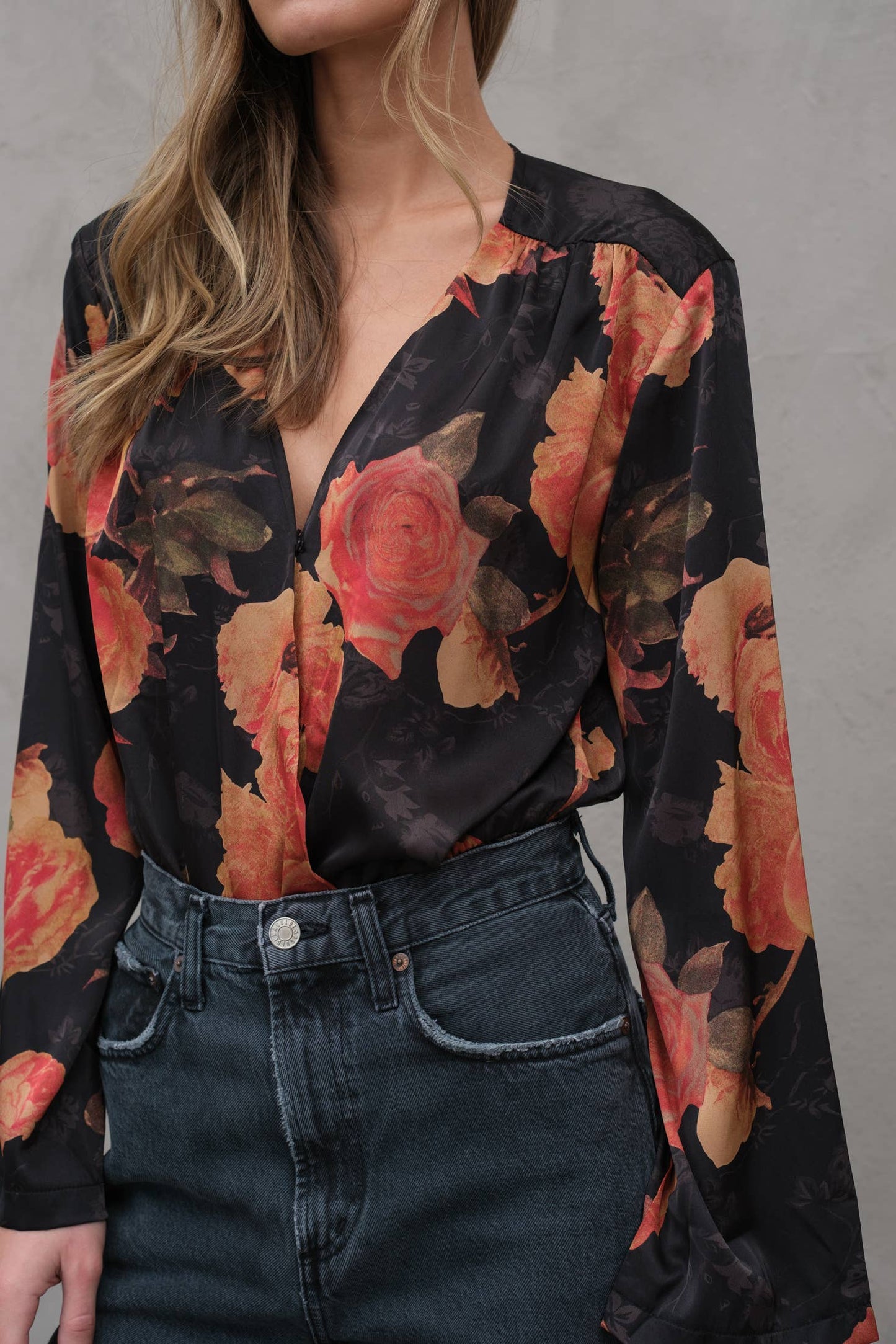 Floral Bodysuit: Black Floral