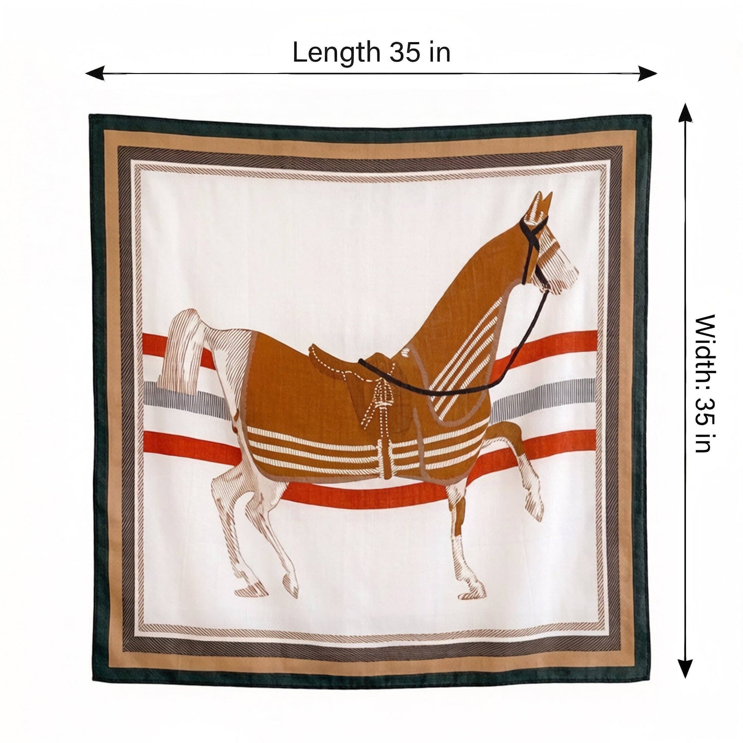 Horse Print Large Square Scarf Lightweight Shawl Wrap 35 x 35 Inch