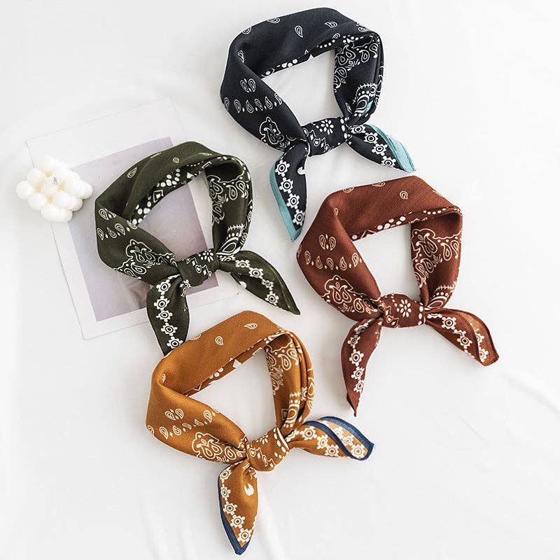 Scarvii - Paisley Square Scarf: Navy / Teal