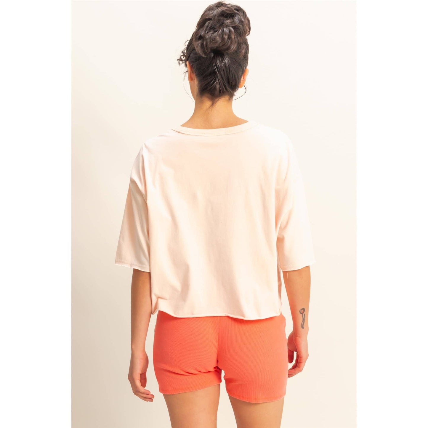 Drop Shoulder Crew Neck Wide Fit Tee: OFF WHITE