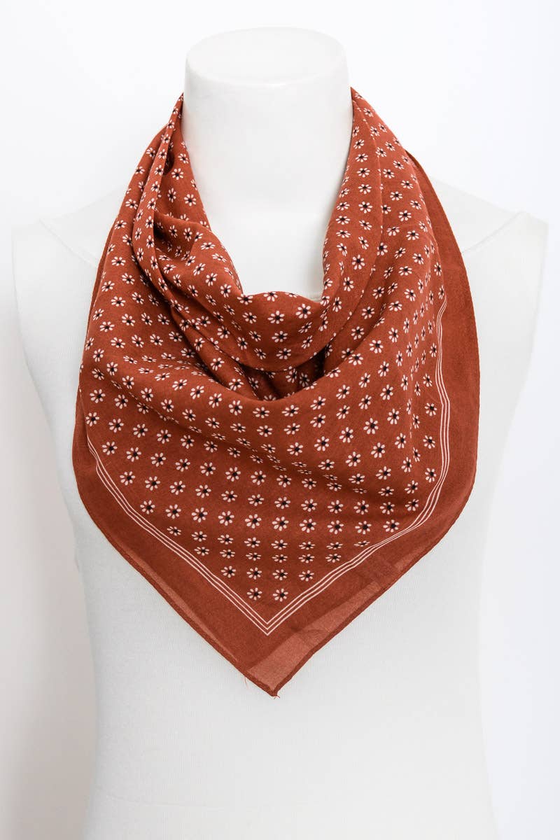 Cotton Daisy Bandana in Rust