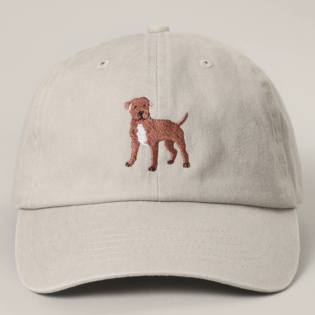 BROWN Pit Bull Terrier Embroidered Pigment Dyed Baseball Cap: SAND