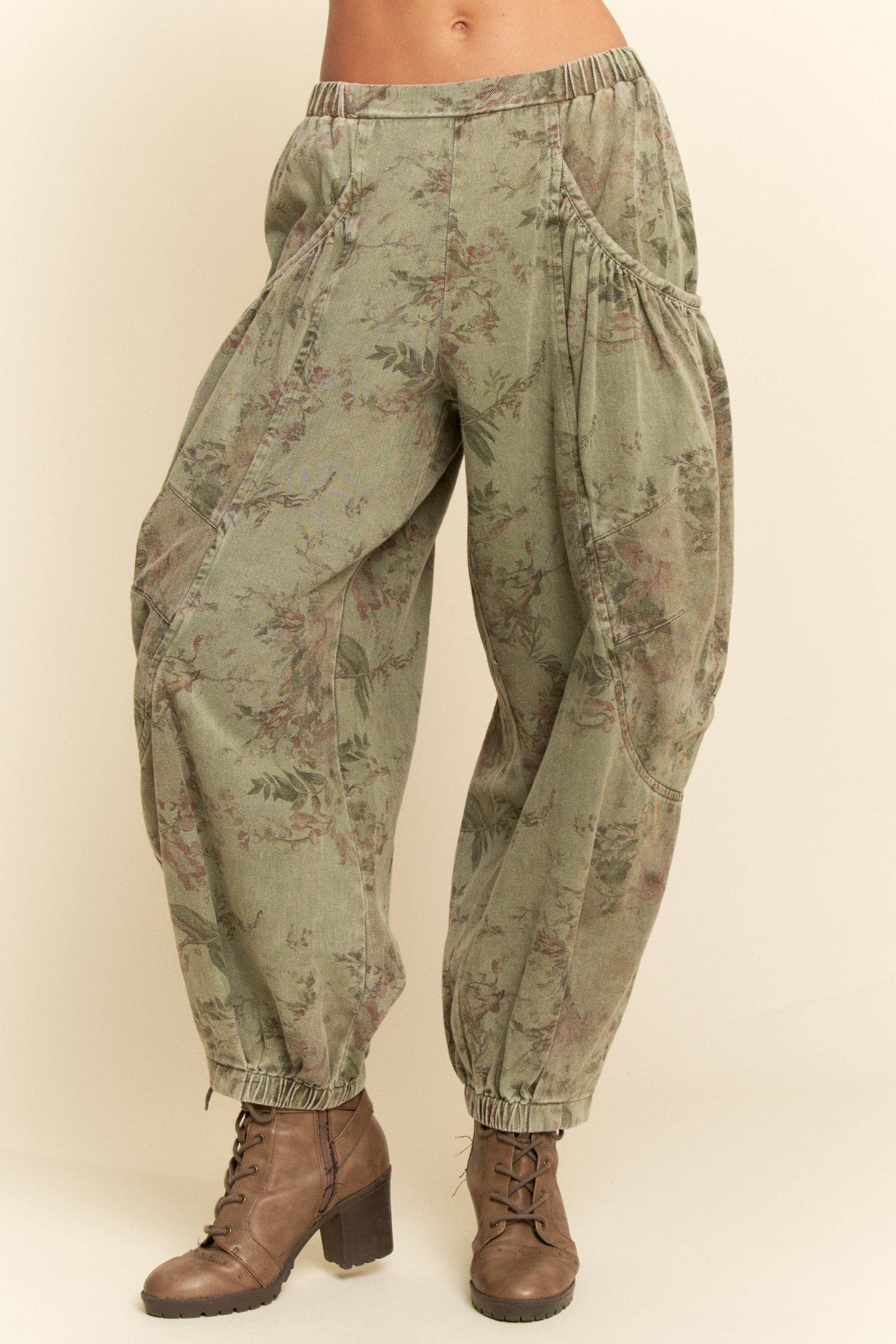 OLIVE FLOWER DENIM: Olive