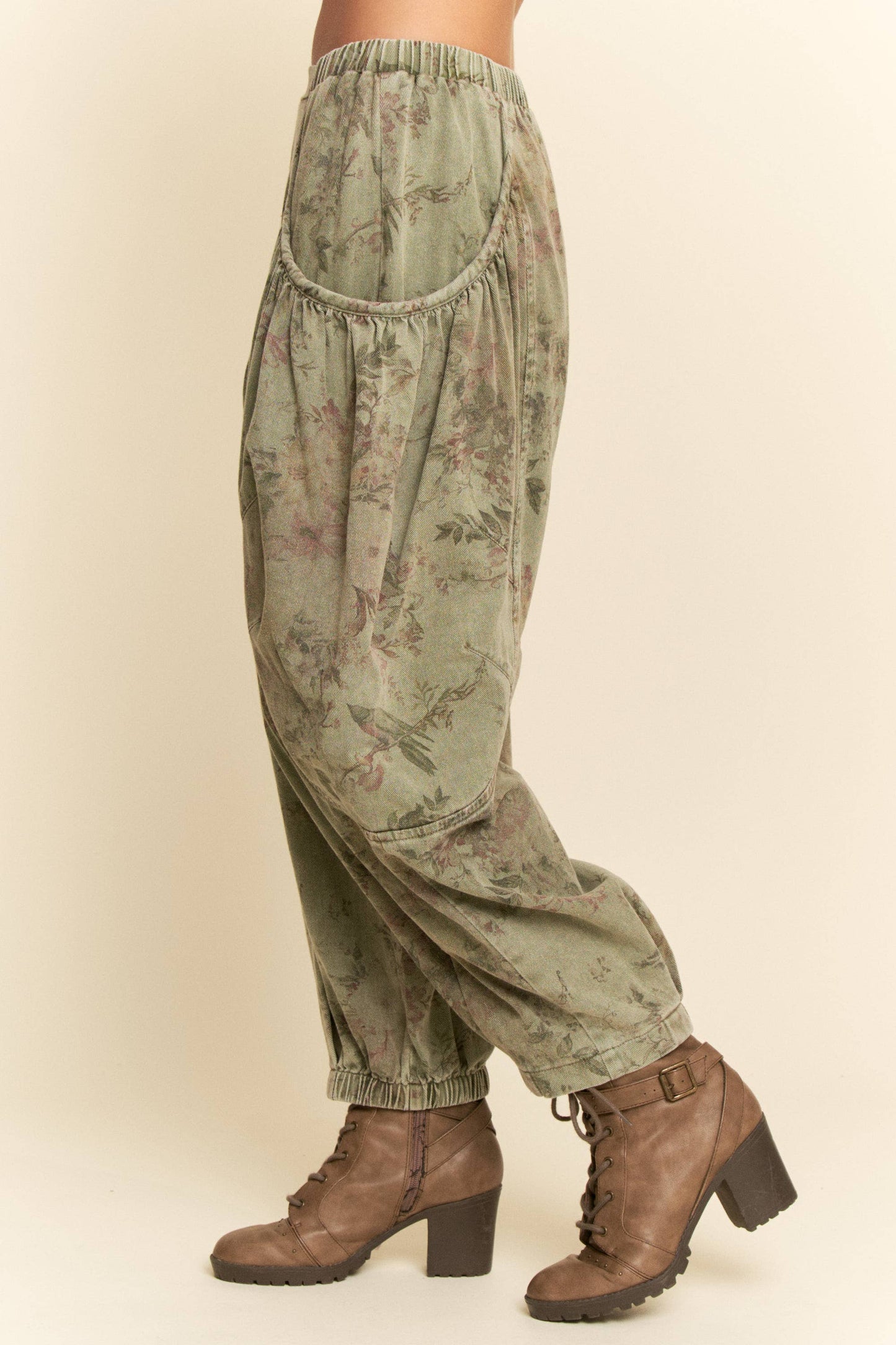 OLIVE FLOWER DENIM: Olive