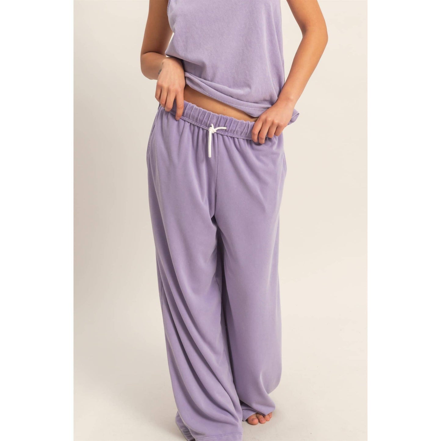 Fold Over Sweatpant Set: DUSTY PURPLE