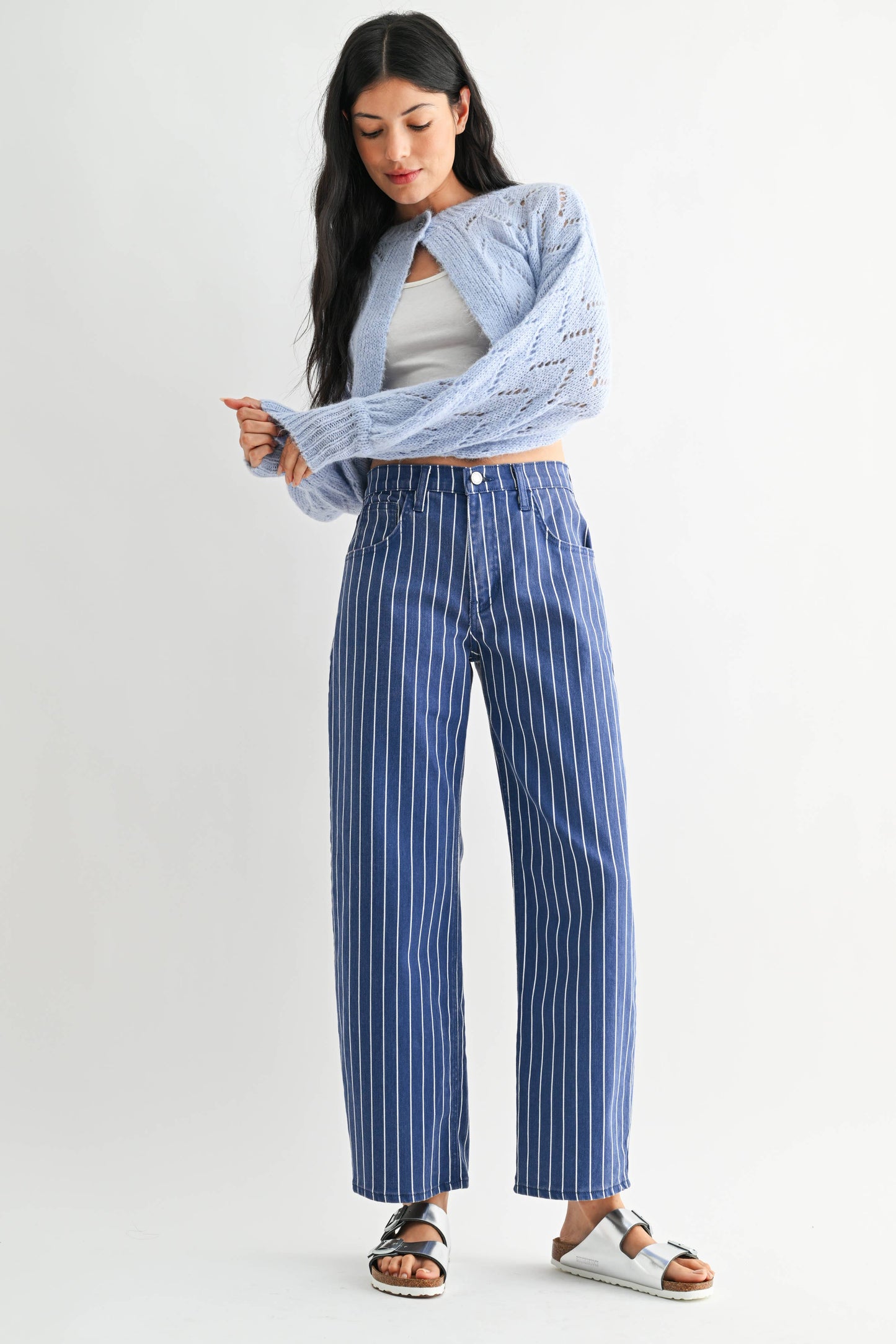 Railroad NAVY STRIPE - Barrel Jean