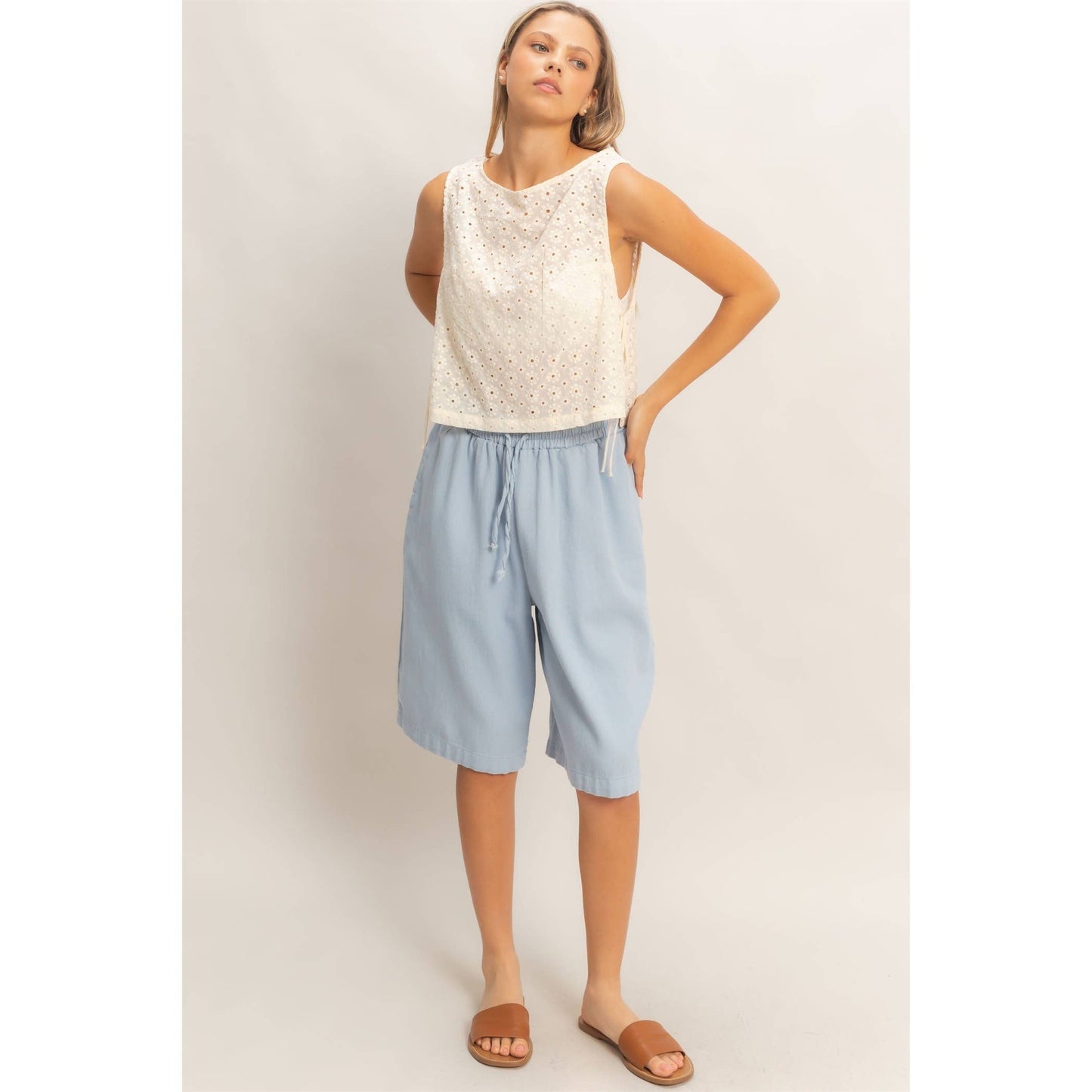 Sleeveless Textured Eyelet