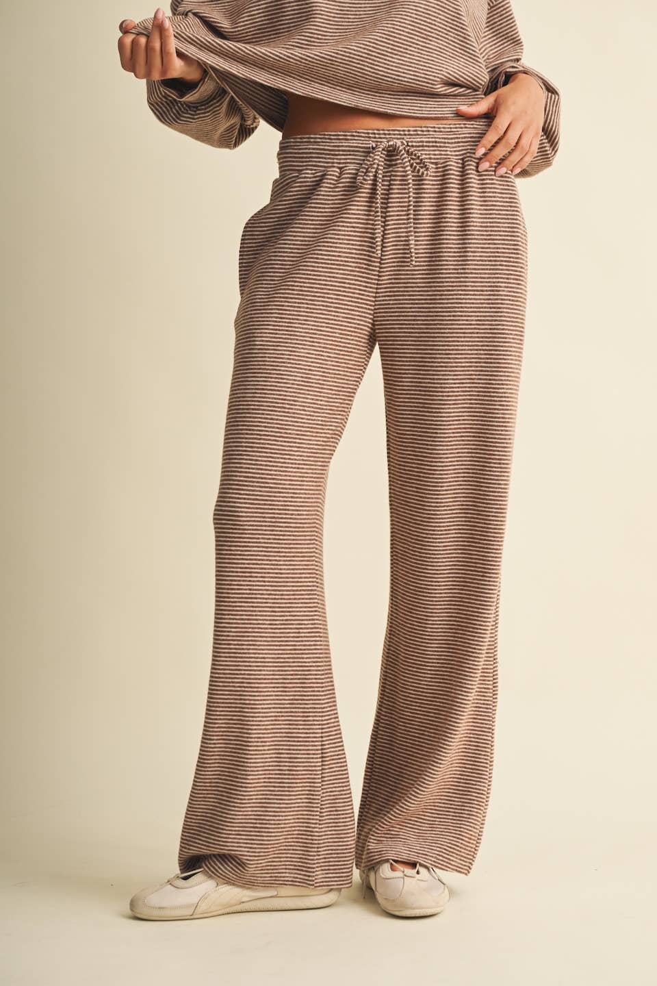 Striped Soft Brushed Lounge Set: Mocha Stripe