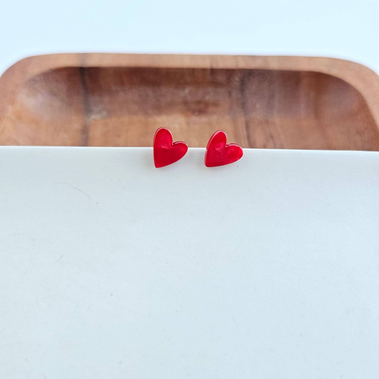 Hand Drawn Heart Studs - Red // Jewelry, Earrings, Valentines
