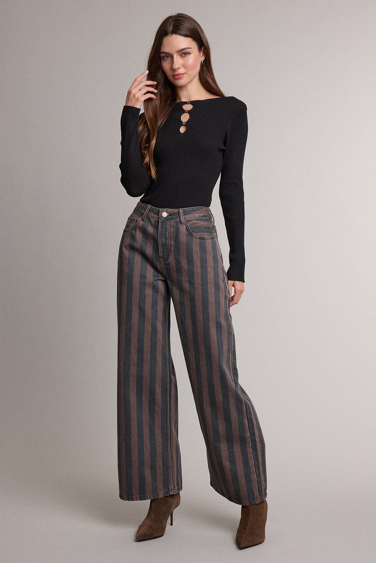 Vintage Stripe Jeans: BROWN STRIPE