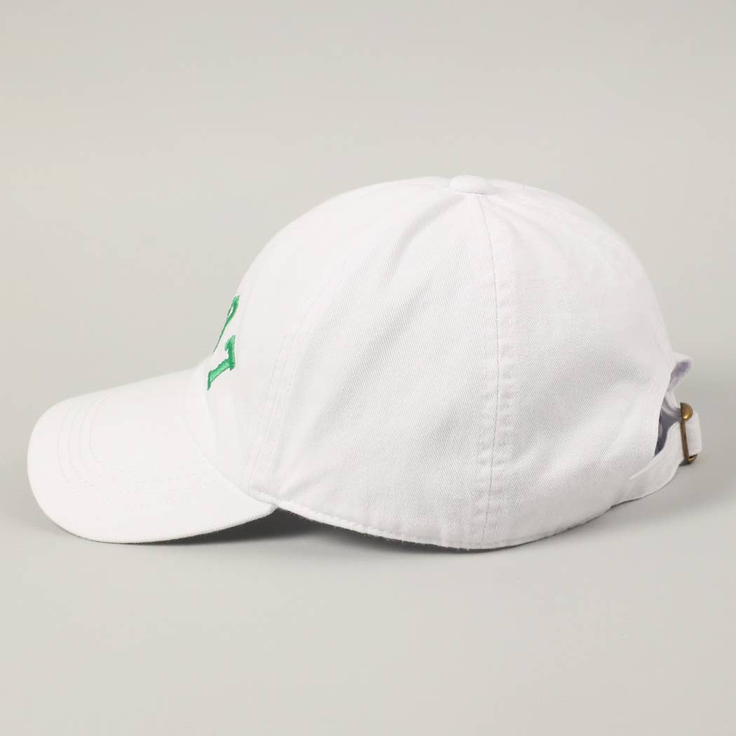 LUCKY Upside Down Embroidery Baseball Cap: White