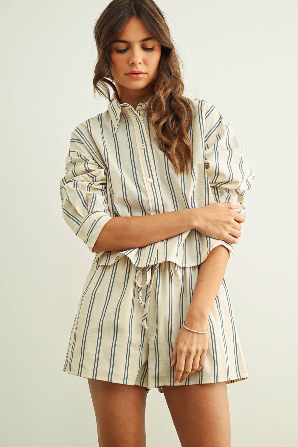 STRIPED BUTTON FRONT SHIRT
