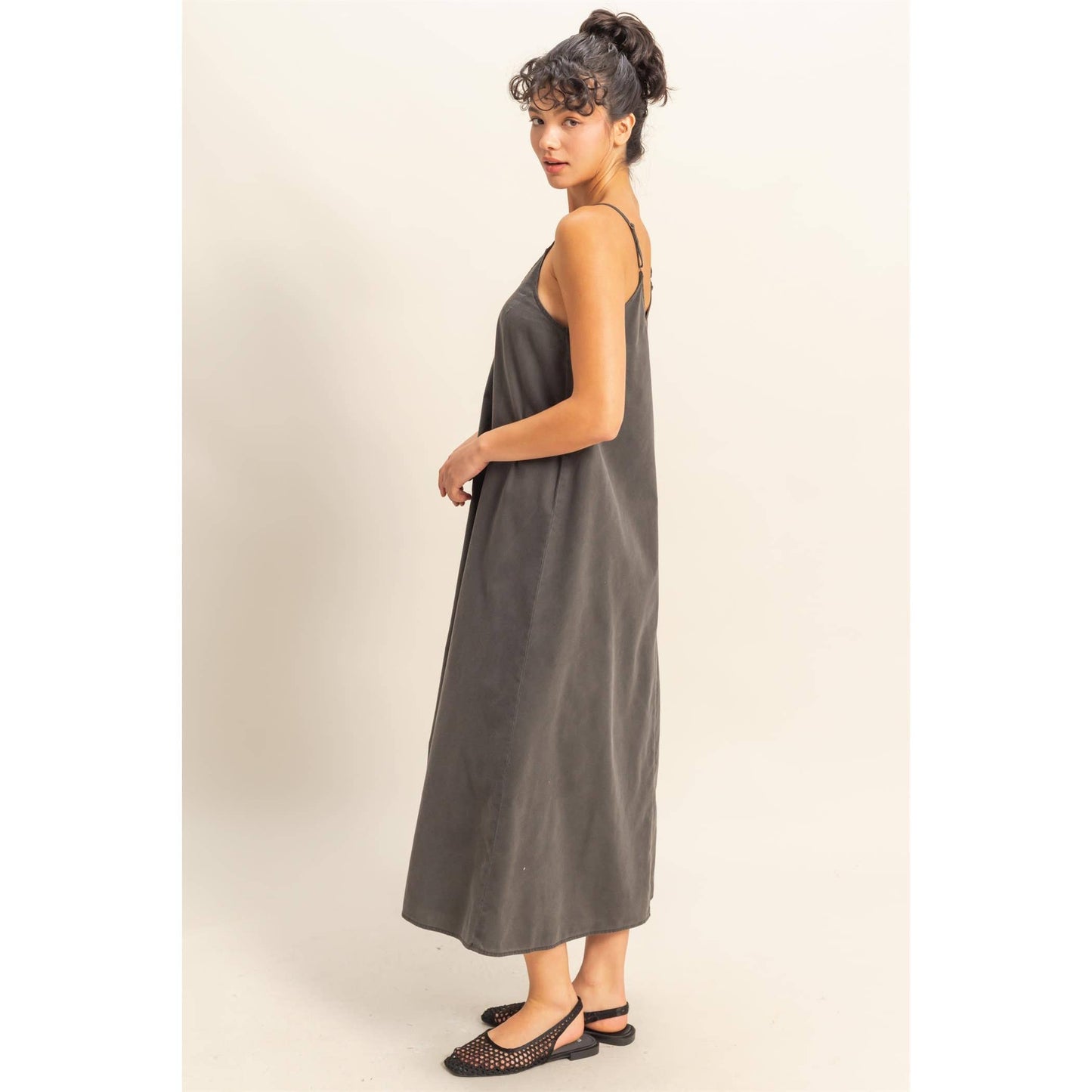 Dyed Maxi Dress: DENIM BLACK