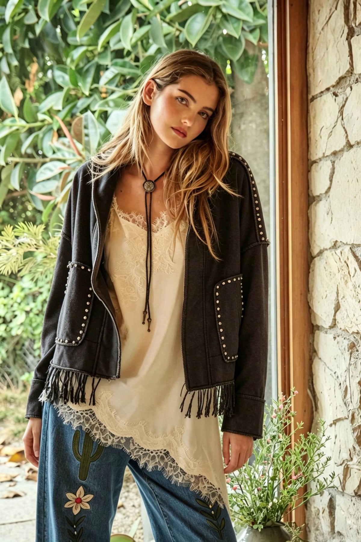 Washed French Terry Fringe Cardigan: CHARCOAL