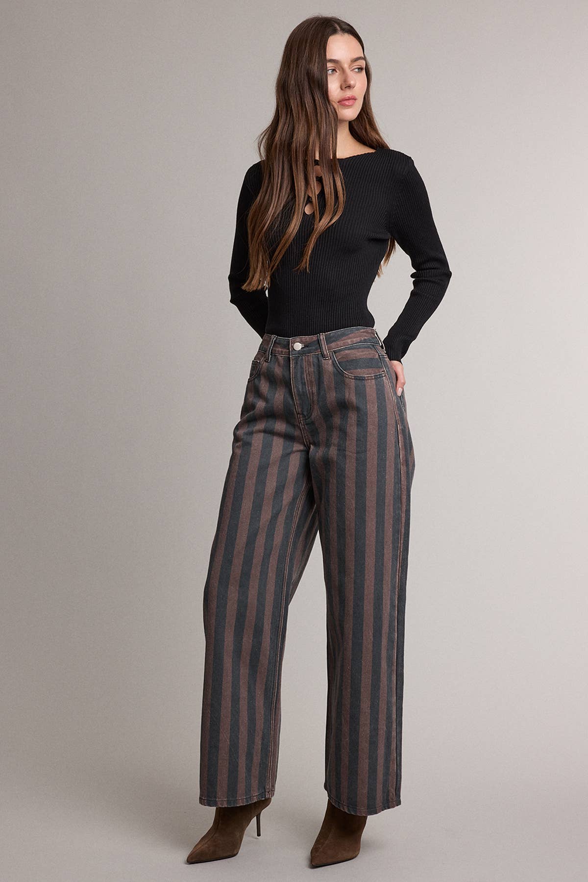 Vintage Stripe Jeans: BROWN STRIPE