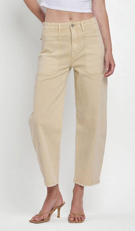 SUPER HIGH RISE BARREL JEANS F5831VBG: VINTAGE BEIGE