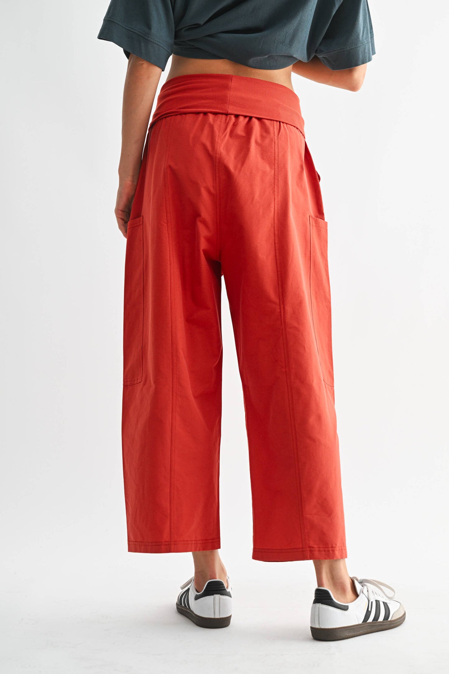 Voyager Wide Leg Cropped Pants: RUSTIC RED