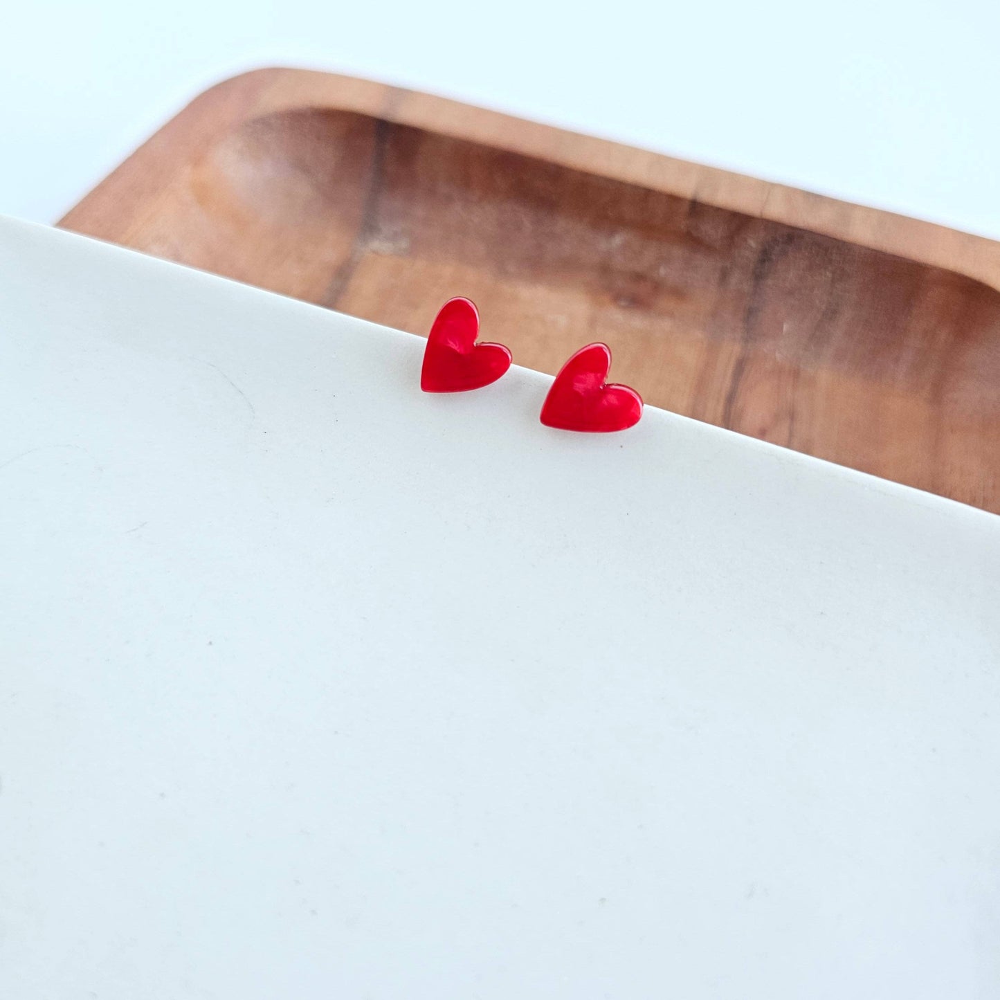 Hand Drawn Heart Studs - Red // Jewelry, Earrings, Valentines